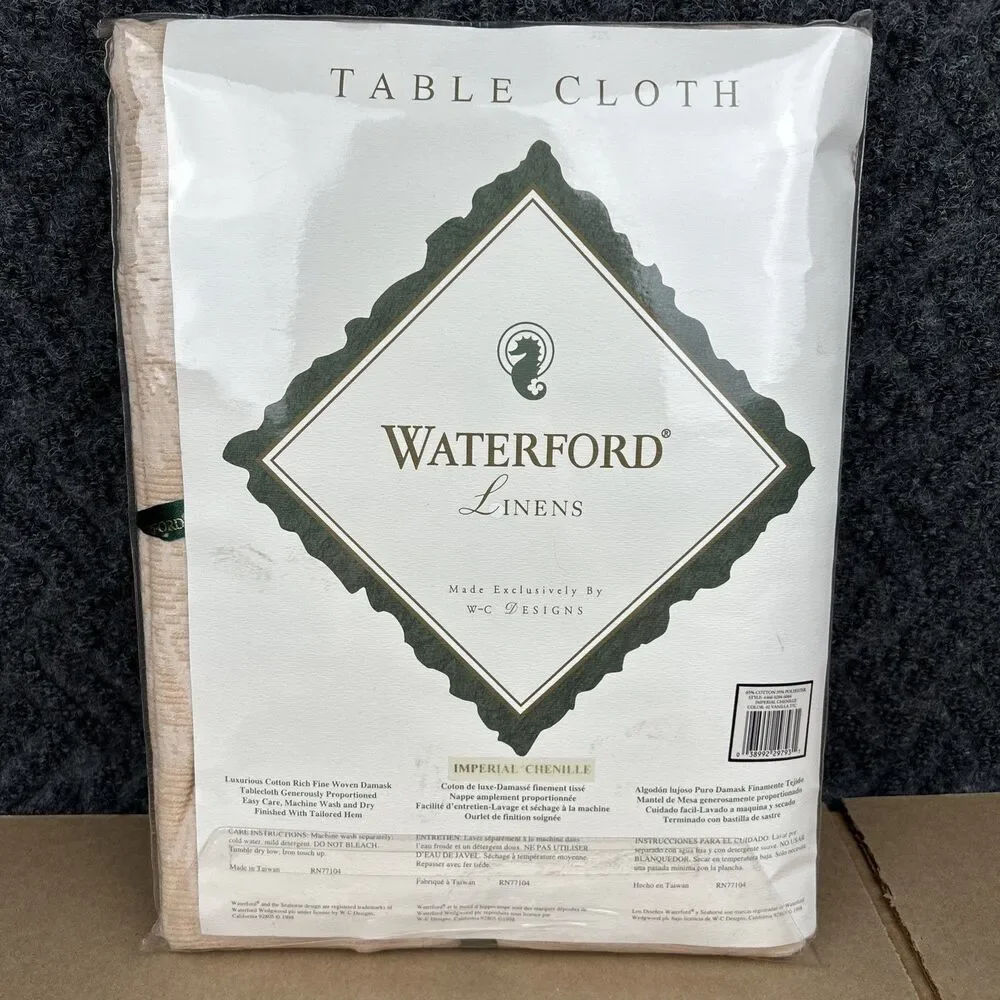 WATERFORD Linens 60” x 84” Oblong Tablecloth Imperial Chenille Banquet New